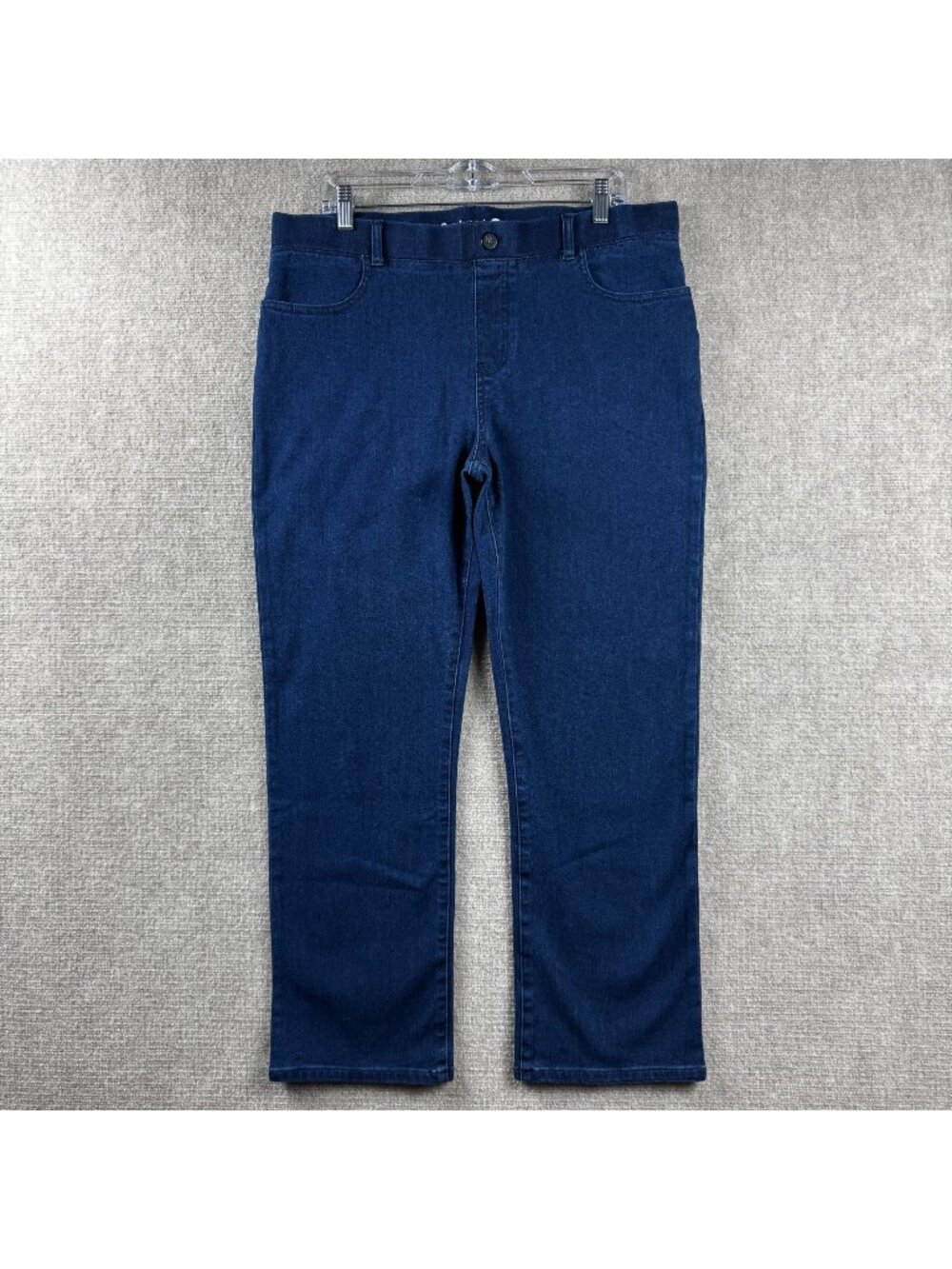 Betabrand Straight-Leg 4-Pocket Yoga Denim Jeans XLP Short Stretch Pull-On Comfy